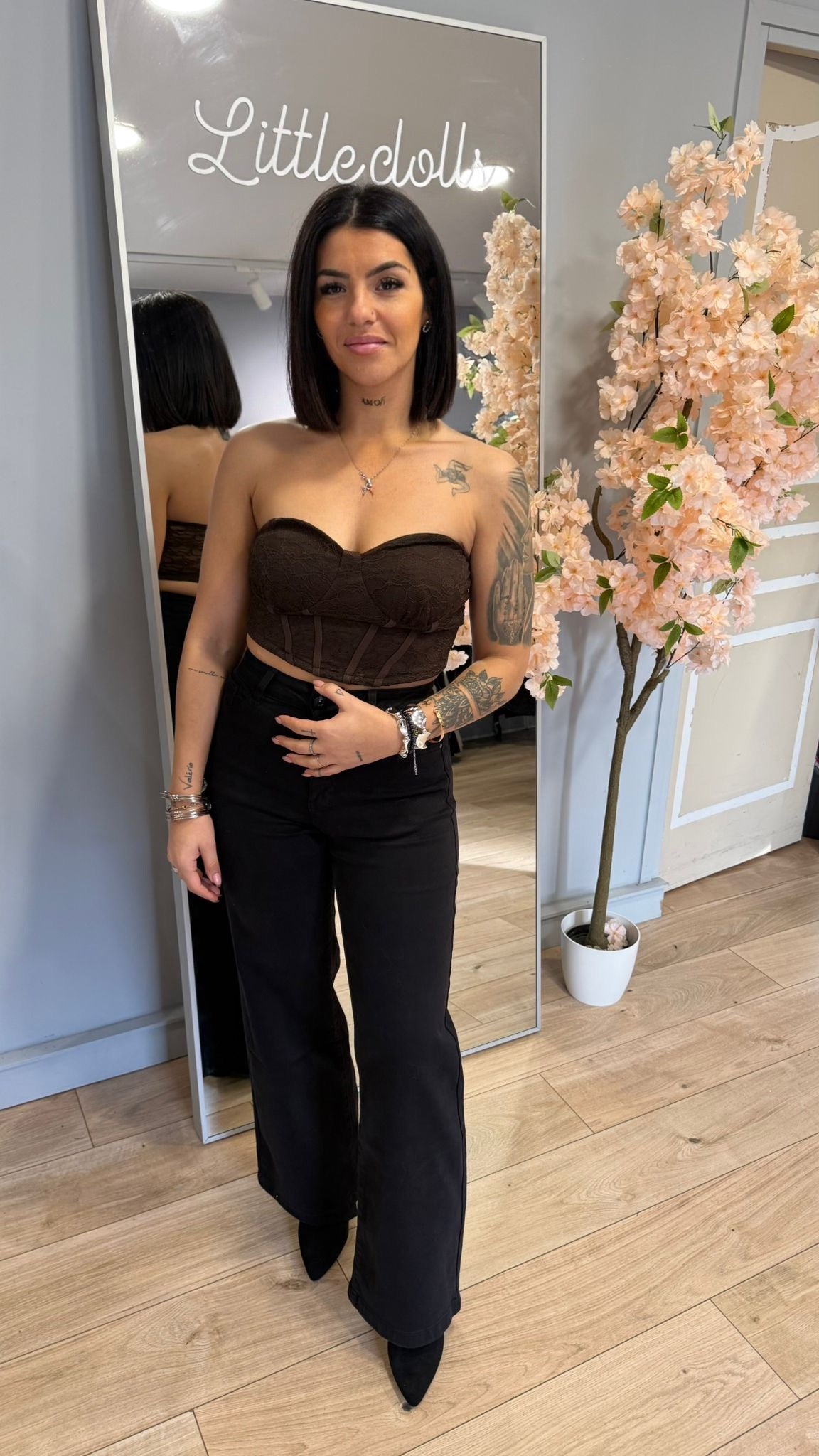 Corsets marron en dentelle